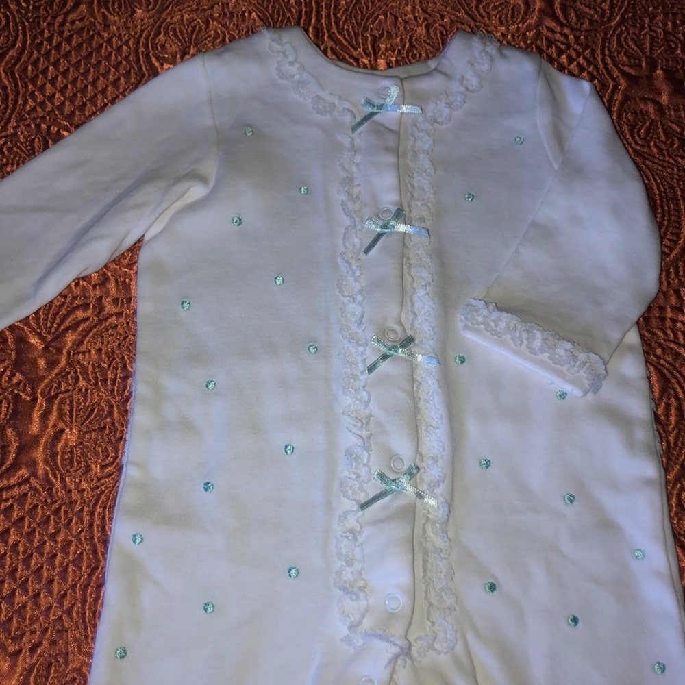 Beautiful White Crawler w Lace Trim 6 months